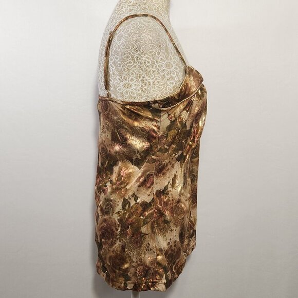 Daytrip Size Medium Floral Metallic Thread Spaghetti Strap Tank Cami Y2K Boho - Picture 7 of 13